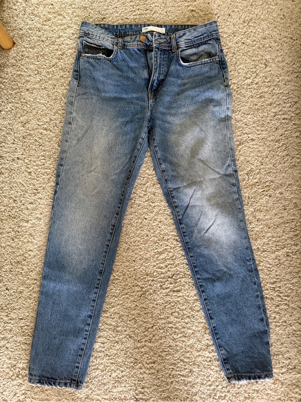 Zara Women's Slim Straight Medium Blue Jeans